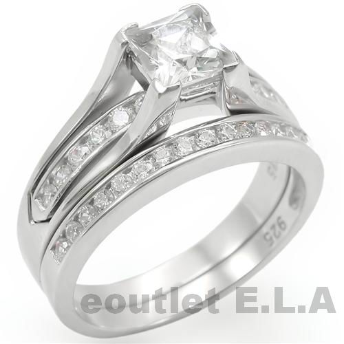 1.84ct CZ CHANNEL SOLID SILVER WEDDING SET-size10